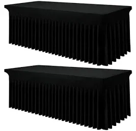 Photo 1 of decorUhome Spandex Tablecloth 2 Pack, Fitted Stretch Table Cloth for 6FT Rectangle Tables, Waterproof Washable Table Cover for Event, Wedding, Banquet & Parties (Black, 72Lx30Wx30H Inch)