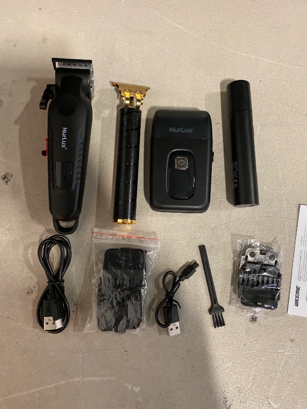 Photo 1 of 4pcs Men'S Haircutting Kit - a Professional USB Rechargeable Grooming Set, Includes a Nose Trimmer, Electric Shaver, And Detail Trimmer, Perfect for Father'S Day Gifts, All USB Rechargeable, Comes with Limit Combs, Valentine'S Day Gift.