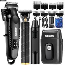 Photo 1 of 4pcs Men'S Haircutting Kit - a Professional USB Rechargeable Grooming Set, Includes a Nose Trimmer, Electric Shaver, And Detail Trimmer, Perfect for Father'S Day Gifts, All USB Rechargeable, Comes with Limit Combs, Valentine'S Day Gift.