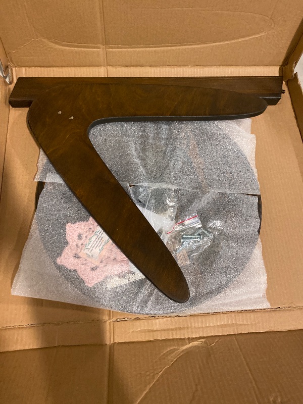 Photo 1 of C-Shaped Handmade Solid Wood End Table, Side Table for Couches, Sofa Tables Slide Under Couch for Living Room, Over Couch TV Tray Table for Small Spaces (Medium, Dark Walnut)