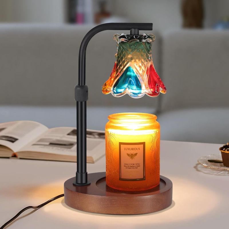 View 1 of Colorful Glass Candle Warmer Lamp Electric Candle Warmer Melter, Dimmable, Wax Melt Warmer for Jar Scented Candles Mothers Day Birthday Gifts for Women Mom Grandma Daughter, Home Offices Decor