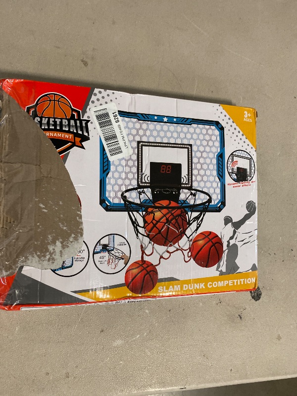 Photo 1 of Basketball Hoop Indoor with LED Lights, Basketball Toys Gifts for 5 6 7 8 9 10+ Year Old Boys Kids, Indoor Over The Door Mini Basketball Hoops with Electronic Scoreboard & 4 Balls
