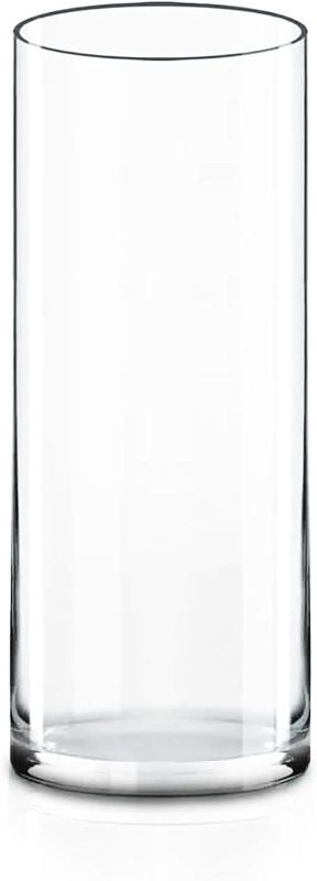 Photo 1 of CYS EXCEL Cylinder Clear Glass Vase (H-16" D-6") | Multiple Size Choices Glass Flower Vase Centerpieces | Hurricane Floating Candle Holder Vase