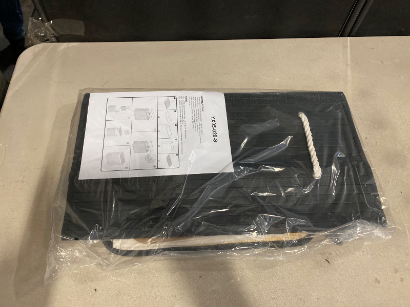 Photo 1 of 72L Slim Laundry Hamper with Lid, Foldable Bamboo Clothes Laundry Basket with Handles, Removable and Machine Washable Liner, for Bedroom, Bathroom, Dorm, Ink Black