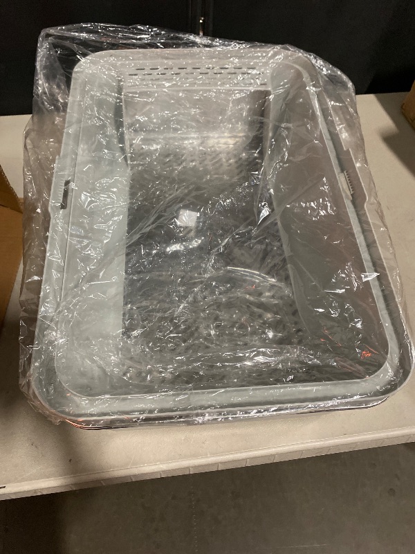 View 2 of 23.6''x16''x12'' Enclosed Stainless Steel Litter Box with Lid, XL Sifting Litter Box for Pine Pellets, High Sides Metal Litter Box System for Big Cats, Anti-Leakage, Easy Cleaning, Less Tracking