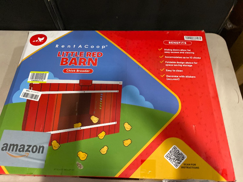 Photo 1 of RentACoop Big Red Barn Chick Brooder Set | Durable, Lightweight, Easy-Clean, Multipurpose | with Heating Plate, Feeder, Waterer, Absorbent Hatchling Liners, Jute Liners, LED Light, Security Latch