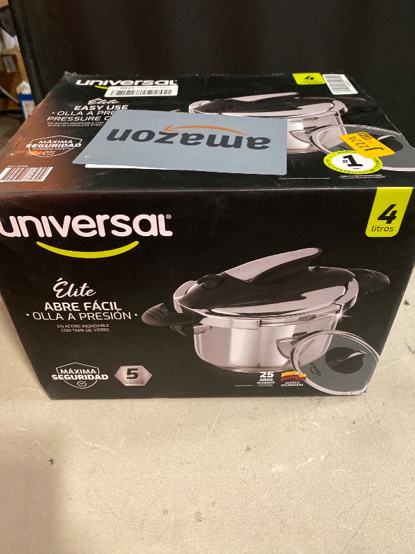 Photo 1 of Universal (4.2 Quart / 4 Liter) Small Stainless Steel Easy Use Pressure Cooker + Extra Glass Lid, 5 Servings, Induction Compatible, Multipurpose Pot & Pressure Cooker