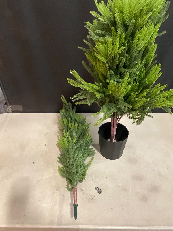 Photo 1 of Artificial Cedar Topiary Tree 4FT Set of 2, Outdoor Faux Evergreen Pine Shrubs,Realistic Fake Plants Front Porch Decor,Potted Fake Bushes Cypress Trees UV Resistant for Home Front Door