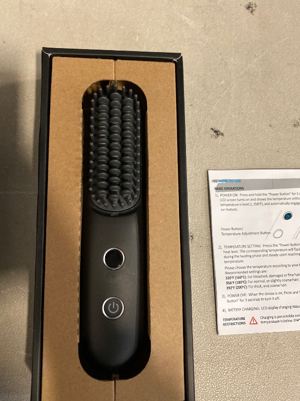 Photo 1 of LCD Screen Cordless Hair Straightener Curler 2 in 1, Portable Mini Hair Straightening Brush for Travel Negative Ionic Fast Heating Hot Comb for Women, Folding Brush with Mirror, Black