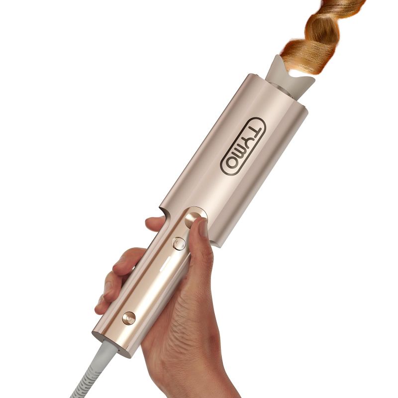 Photo 1 of TYMO CurlPro Plus Automatic Rotating Curling Iron - Upgraded Long Barrel Curling Wand for Long Hair, Ceramic Hair Curler for Women, Anti-Scald, Tangle-Free, 600M Ionic, Dual Voltage, Gold, 1 1/4 Inch