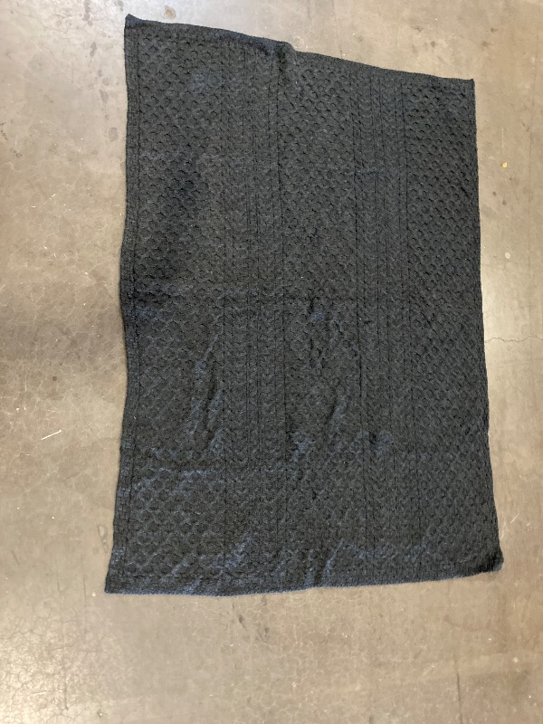 Photo 1 of Aran Woollen Mills Irish Wool Blanket, 100% Worsted Wool, Traditional Cable Knit Design Throw Blanket for Couch or Bed, Durable & Ethically Made in Ireland, Bertra, Charcoal, 36x60 Inches
