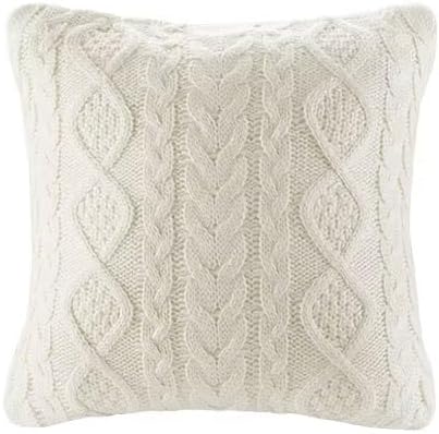 Photo 1 of DOKOT Decorative Knit Throw Pillow Cover Chiristmas Farmhouse Sweater Square Warm Cushion Cover for Couch, Bed, Home Accent Decor (Cream, (18x18 inches(45x45cm))