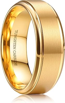 Photo 1 of Jstyle Tungsten Wedding Rings for Men Women 8MM Mens Wedding Band Black/Silver/Gold Mens Rings, Matte Surface Polished Edge Engagement Promise Men Ring Jewelry Comfort Fit 6-14