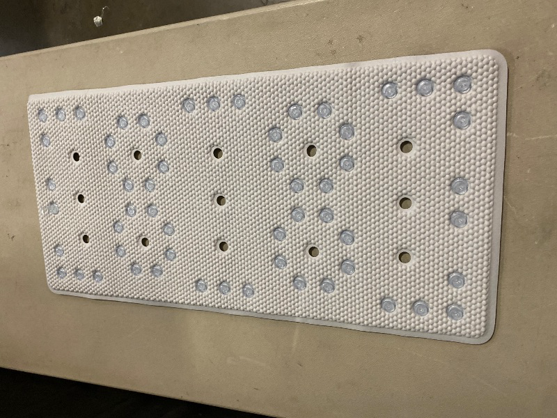 Photo 1 of Bathtub Mat Non Slip: Soft Safety Foam Bath Mat for Tub Suitable for Families Extra Large 17 X 36Inch with Drain Holes and Suction Cups Massage Tub & Shower Mat for Bathroom (White)