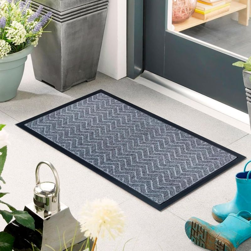 Photo 1 of Door Mat for Outdoor Indoor Entrance, Entry Mat Skidproof and Waterproof, Front Door Mats with Durable Non-Slip Backing. Grey, 17"x29.5"
