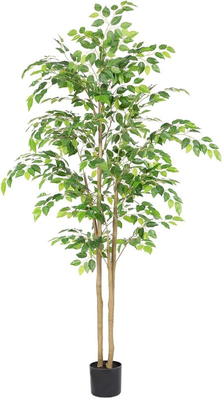 Photo 1 of Nafresh Tall UV Resistant Ficus Tree Artificial?5ft(60in) Faux Ficus Tree with Realistic Smooth and Shiny Leaves? Fake Trees Indoor Outdoor for Home Office Living Room Bedroom Foyer Porch Decor.