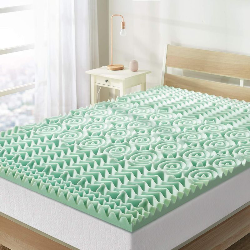 Photo 1 of (Full) Mellow 1.5 Inch 5-Zone Memory Foam Mattress Topper, Calming Aloe Infusion, Dorm Essentials, Full