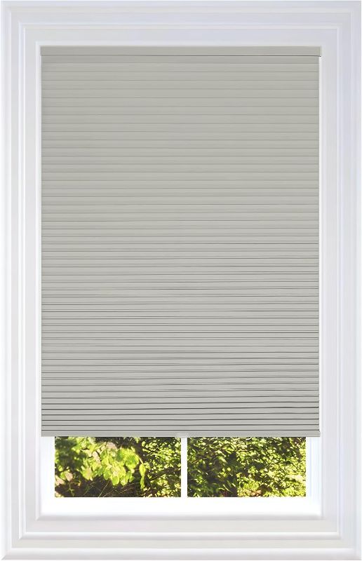Photo 1 of BlindsAvenue Cellular Honeycomb Cordless Shade, 9/16" Single Cell, Blackout, Misty Gray, Size: 34" W x 72" H