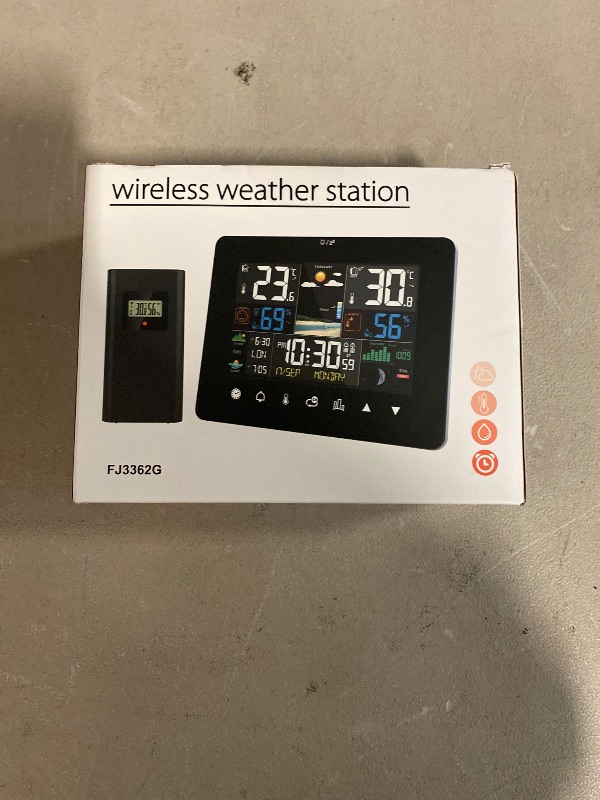Photo 1 of Color Screen Touchscreen Weather Clock 3362G RF Sensing Temperature and Humidity Meter Weather Clock Daping Meteorological Station