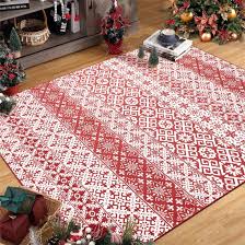 Photo 1 of BERTHMEER 3x5 ft Christmas Red and White Area Rugs,Non-Slip Washable Kitchen Rugs,Vintage Bohemian Doormat Christmas Rugs