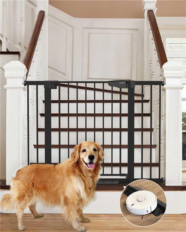 View 1 of Cumbor 29.7-46" Baby Gate for Stairs, Mom's Choice Awards Winner-Auto Close Dog Gate for The House, Gifts for Mom, Easy Install Pressure Mounted Pet Gates for Doorways, Black