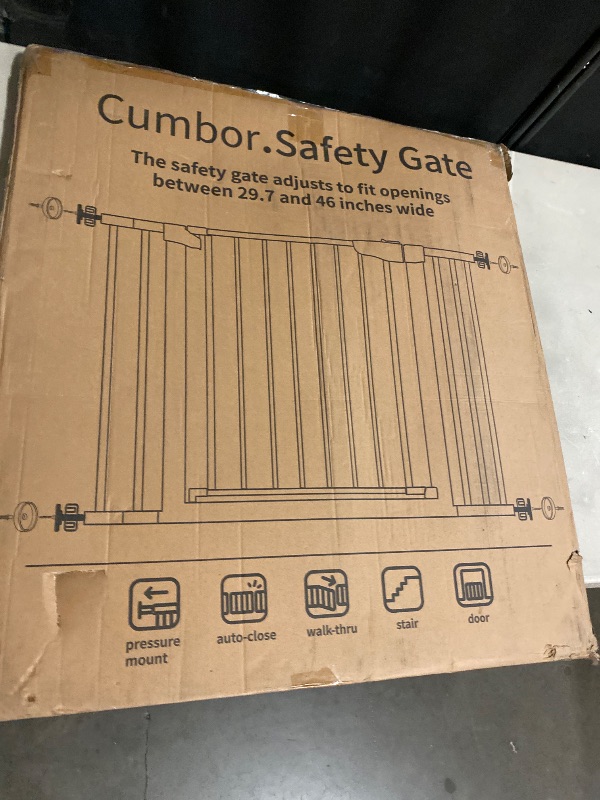 View 3 of Cumbor 29.7-46" Baby Gate for Stairs, Mom's Choice Awards Winner-Auto Close Dog Gate for The House, Gifts for Mom, Easy Install Pressure Mounted Pet Gates for Doorways, Black