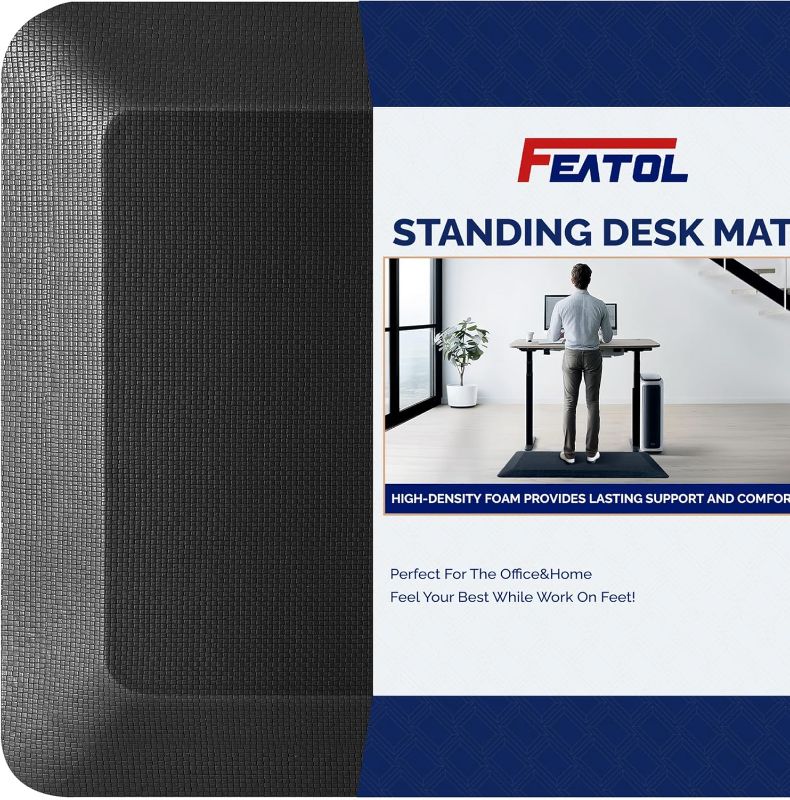 Photo 1 of FEATOL Anti Fatigue Mat for Standing, 9/10 Extra Thick Ergonomic Standing Desk Mat, Comfort & Durable Memory Foam Standing Mat at Home,Office All Day (20" x 32", Black, 1PC)