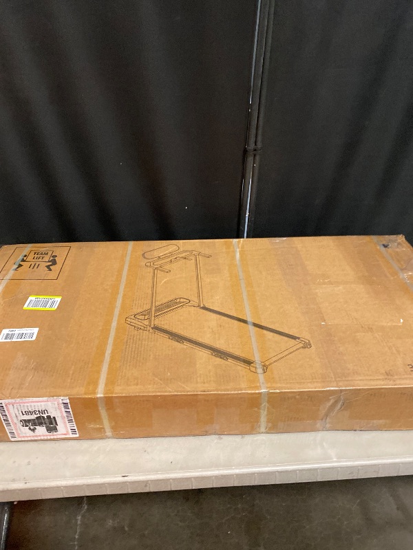 Photo 1 of Electric Walking Pad with Handle Bar, 3.5HP Compact Walking Pads Treadmill with Handles, 0.6-10.0MPH Portable Small Treadmills for Home Office Apartment Small Spaces, 400LBS with Big Screen