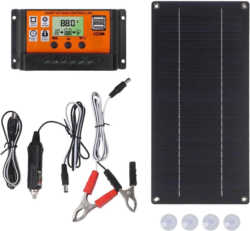 Photo 1 of 600W 18V Monocrystalline Solar Panel Kit with 100A Charge Controller for RV, Camping, and Off-Grid Systems, Portable Lightweight Design with Suction Cups and Car Charging Cable
