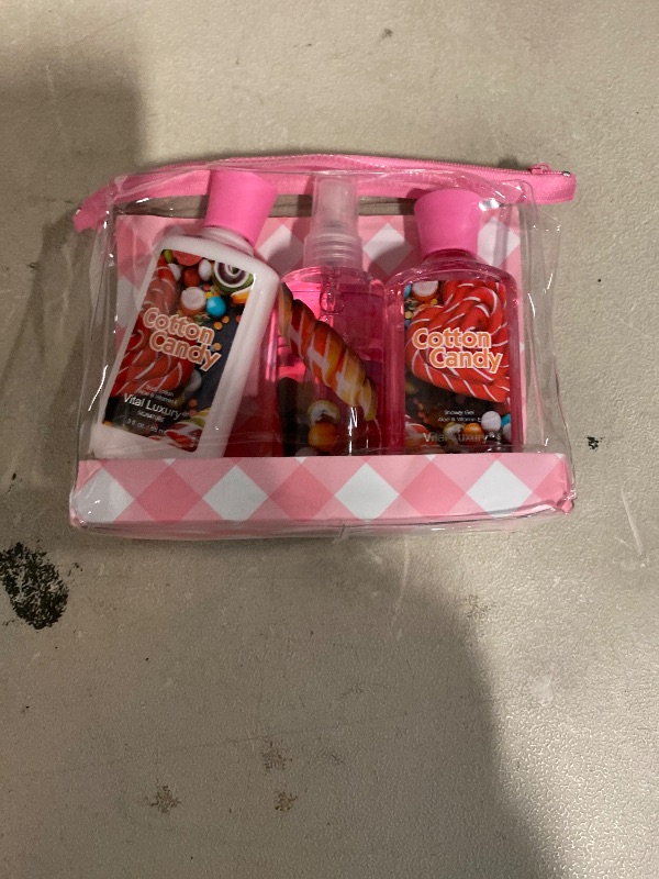 Photo 1 of Cotton Candy Bath & Body Care Travel Set, Home Spa Gift Set Includes Body Lotion, Shower Gel, and Fragrance Mist, Personal Body Care Travel Set, Birthday Mother's Valentine's Day Gifts