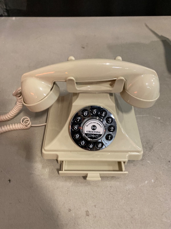 Photo 1 of Corded Vintage Telephone, Retro Landline Phones for Home, Single Line Old Fashioned House Telephone with Loud Ringer for Seniors, Classic Antique Desk Phones for Office/Hotel/School (Ivory)