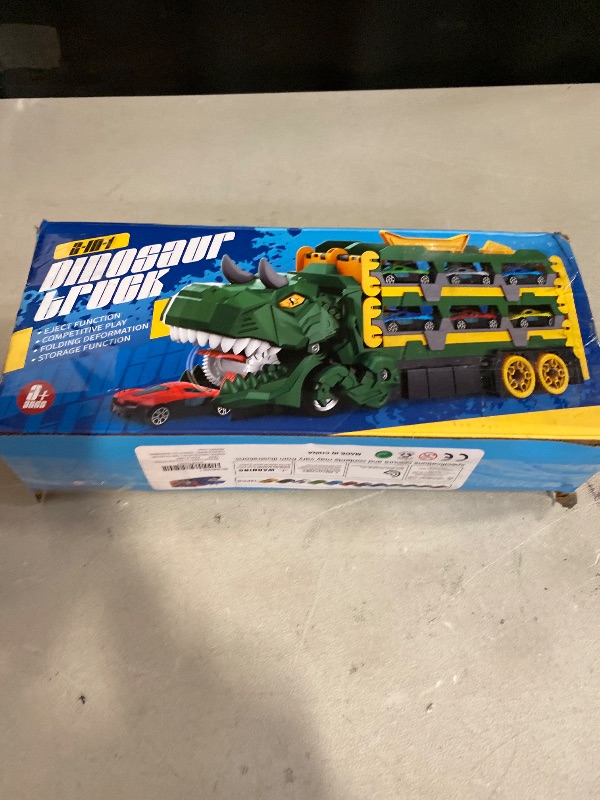 Photo 1 of Dinosaur Storage Ejector Car Toy Playset with 12 Mini Cars – Push-and-Go Vehicle Launcher & Storage Case for Kids Ages 2–7