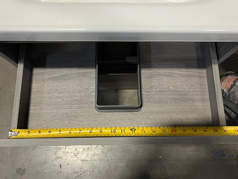 Photo 1 of 22 Inch Floating Bathroom Vanity with Sink, Modern Wall Mounted Small Bathroom Vanity, 2 Drawer Bathroom Sink Cabinet with Ceramic Sink, Soft Close Slides, Grey