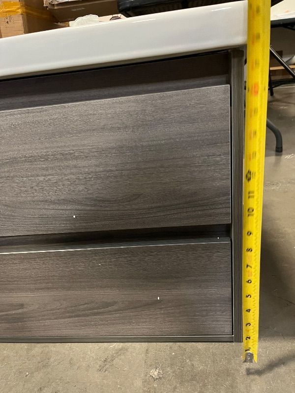 Photo 1 of 22 Inch Floating Bathroom Vanity with Sink, Modern Wall Mounted Small Bathroom Vanity, 2 Drawer Bathroom Sink Cabinet with Ceramic Sink, Soft Close Slides, Grey