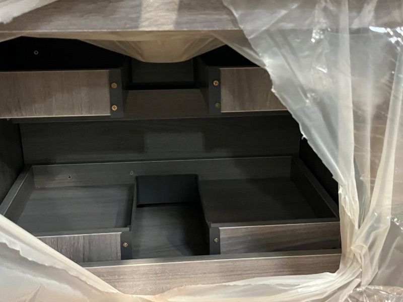 Photo 1 of 22 Inch Floating Bathroom Vanity with Sink, Modern Wall Mounted Small Bathroom Vanity, 2 Drawer Bathroom Sink Cabinet with Ceramic Sink, Soft Close Slides, Grey