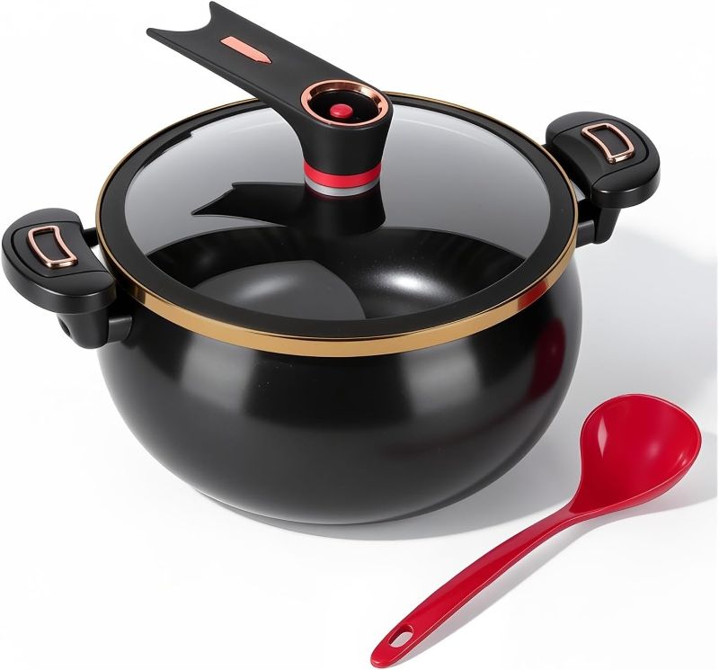 Photo 1 of 8.45QT Non-Stick Multi-Function Soup Pot, Twist-Lock Handle with Ladle, All Stovetops for Home Commercial Use
