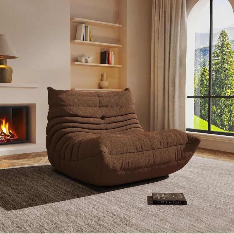 Photo 1 of Bean Bag Chairs for Adults, Memory Foam Reading Bean Bag Sofa Chair with Faux Fur Filler, Fireside Floor Gaming Chairs for Living Room, Bedroom and Office(Coffee, Small)
