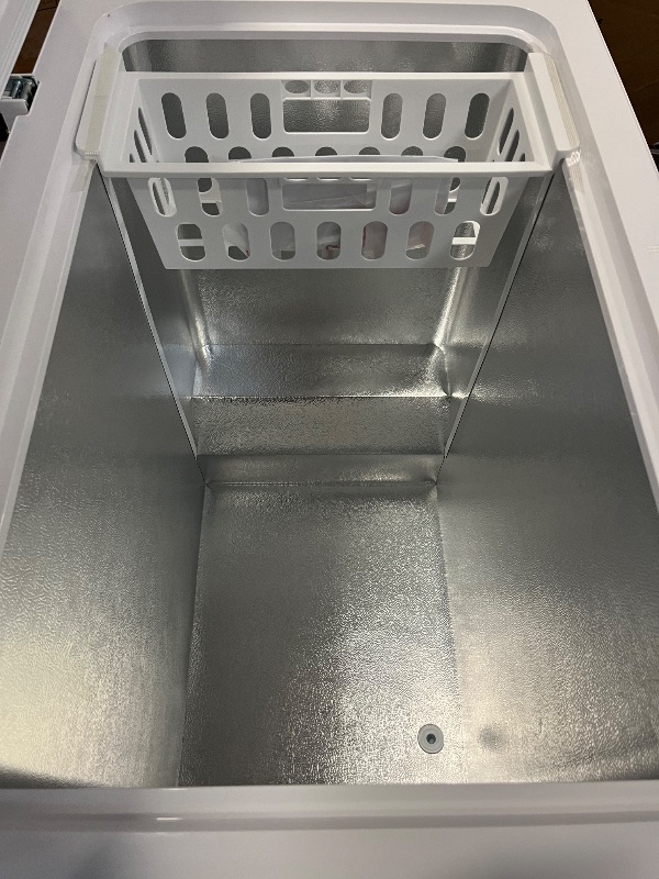 Photo 1 of Chest Freezer Compact Freezer with 1 Removable Baskets, Free Standing Top Open Door Deep Freezer, Adjustable Temperature for Home Dorm, Bar, Basement, Kitchen