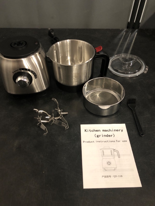 Photo 1 of Electric Grinder for Kitchen - 500W Grain Mill with 3 Stainless Steel Blades, Versatile Spice Grinder for Coffee, Grinding Spices, Bean, Grains, Nuts (Black)