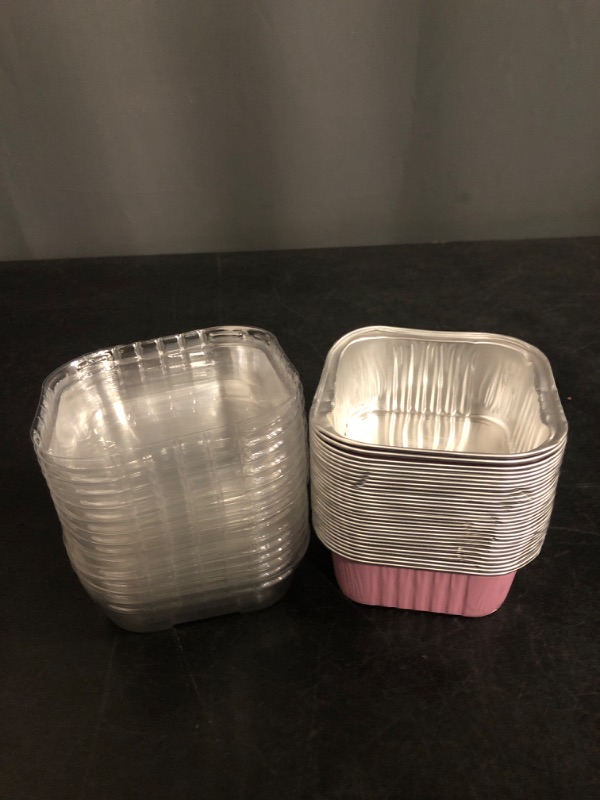 Photo 1 of 50 Pack Small Charcuterie Boxes with Clear Lids,5 inches Disposable Food Containers,Pink Dessert Boxes with Thank You Stickers,Bakery Box for Sandwich, Strawberries,Cookie,Cake Slice(Pink)