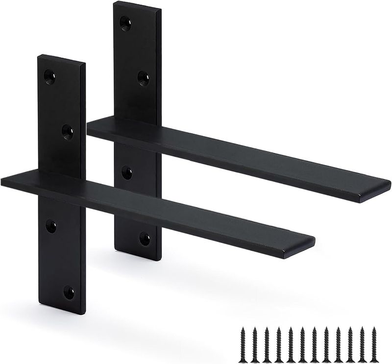 Photo 1 of Floating Shelf Bracket 3/8" Thick Heavy Duty Shelf Brackets 2 Pack Free Hanging Countertop Support Bracket 10" Lx2.5 W Floating Wall Brackets for Cabinets, Granite, Dishwasher, Bench Seats Vanities