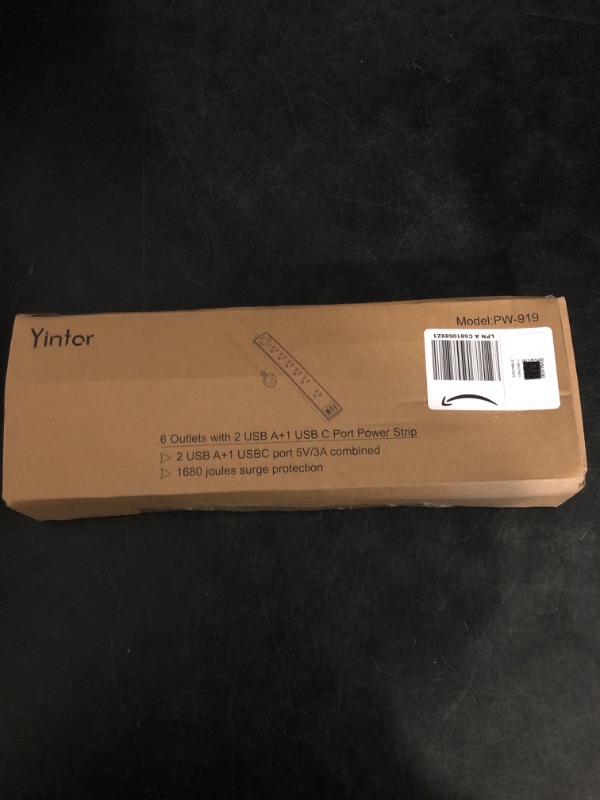 Photo 1 of 6 Ft Power Strip Surge Protector - Yintar Extension Cord with 6 AC Outlets and 3 USB Ports for Home, Office, Dorm Essentials, 1680 Joules, ETL Listed, White