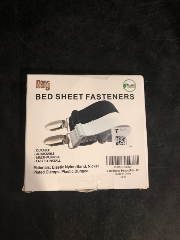 Photo 1 of Bed Sheet Fasteners, Adjustable Mattress Suspenders, Mattress Cover Straps, Bed Corner Holder and Keepers and the Bed Sheet Grippers Clips (Triangle White Set of 4)