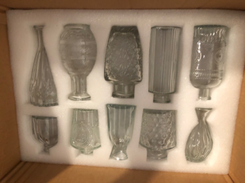 Photo 1 of Glass Vase Set of 20, Small Flower Vases, Glass Vases for Centerpieces, Vintage Home Table Decorations Bud Vases (20 Pcs, Clear)