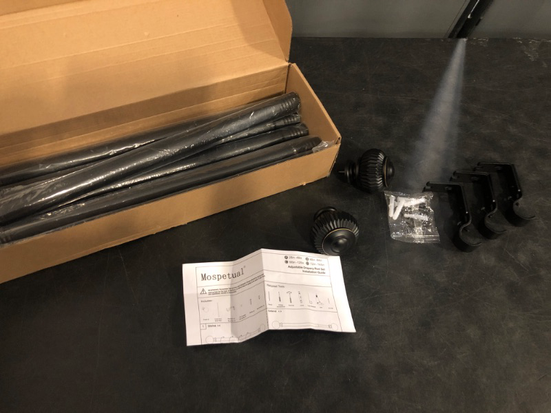 Photo 1 of Black Curtain Rod, 1 Inch Diameter Adjustable Length from Inches (66" to 120", Black)
