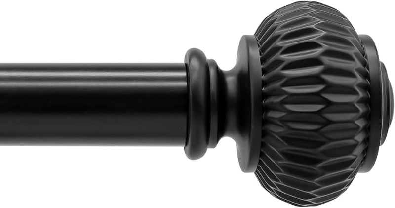 Photo 1 of Black Curtain Rod, 1 Inch Diameter Adjustable Length from Inches (66" to 120", Black)
