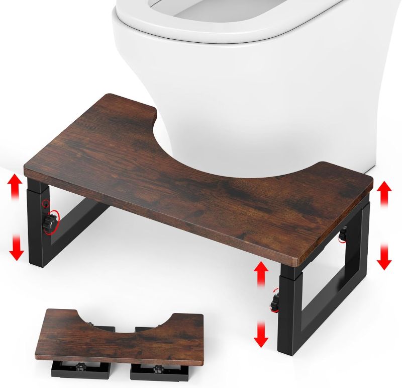 Photo 1 of Foldable Toilet Stool, 6" and 7" Wood Poop Stool for Potty Training, Portable Toilet Potty Stools, Adjustable Height, Bathroom Squat Stool Potty for Adults Kids, Improve Squatting Posture and Comfort