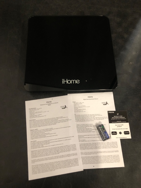 Photo 1 of iHome Digital Scale, Bathroom Scale, Batteries Included, Scale Body Weight, Weight Scale, Bathroom Scales for Weight, Digital Scales for Body Weight (Black)