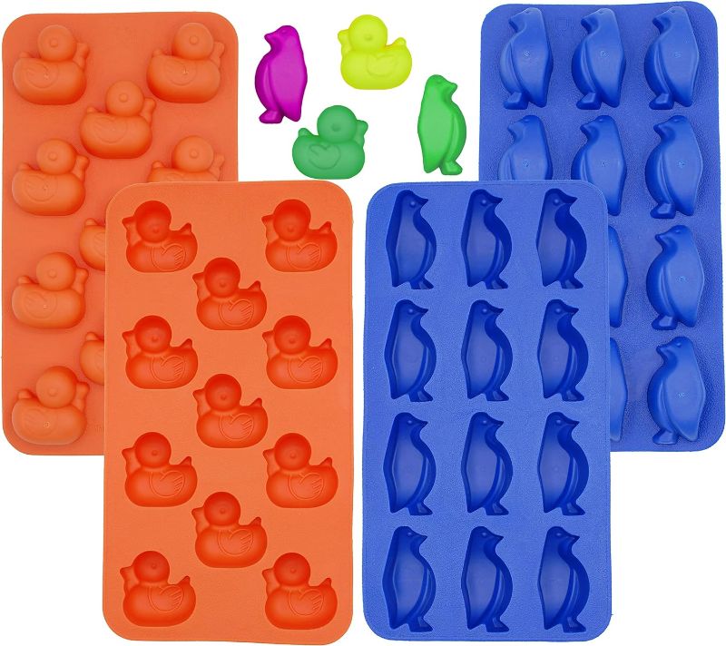 Photo 1 of Cute Animal Duck & Penguin Shape Silicone Ice Tray Maker Mold,Set 2