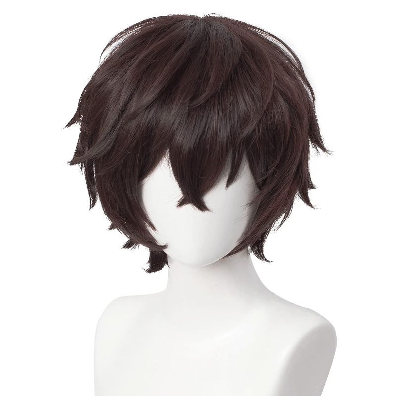 Photo 1 of Aicos Anime Cosplay Wig Brown Hair Wig for Man, Brown Layer Wig for Cosplay Show + Wig Cap